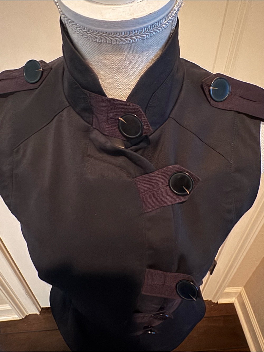 L.A.M.B. Black Sleeveless Military Style Button Vest - Picture 2 of 9